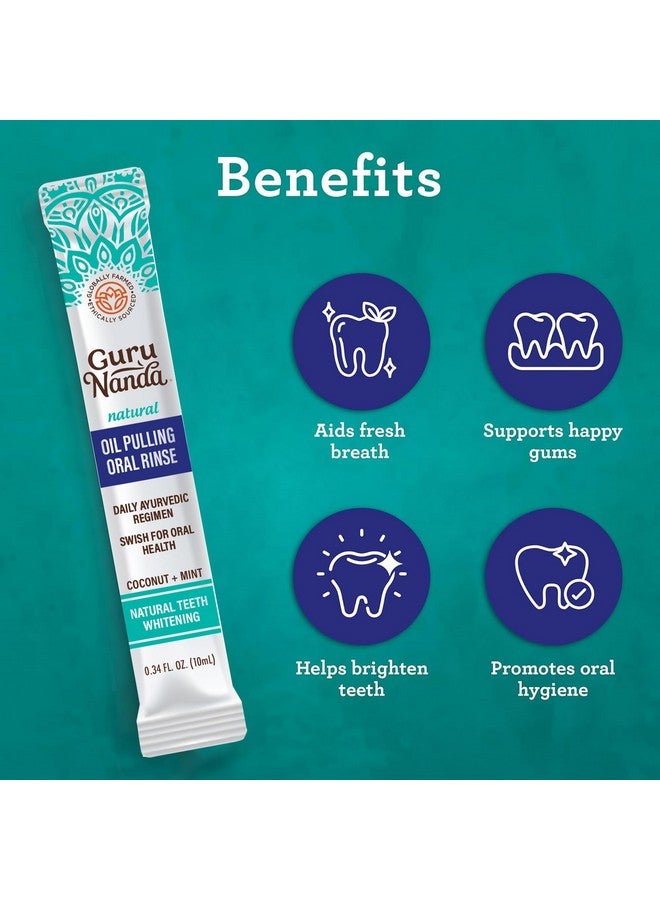 GuruNanda Travel Sachets Coconut Oil Pulling, Fresh Breath & Whitening Mouthwash, 7 Essential Oils & Vitamins For Happy Teeth & Gums, 7 Sachets - Image 3