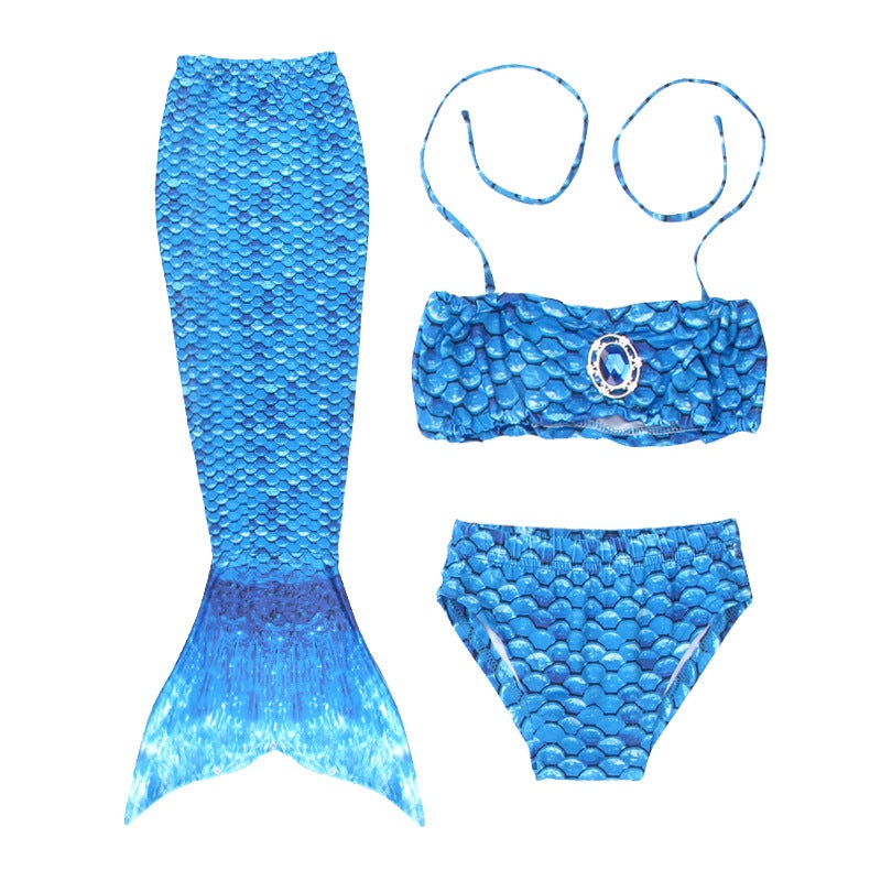 Generic Childrens mermaid swimsuit wholesale tail kids bikini suit girls baby swimming clothes can wear flippers MRY-005-D (skirt underwear bra) 