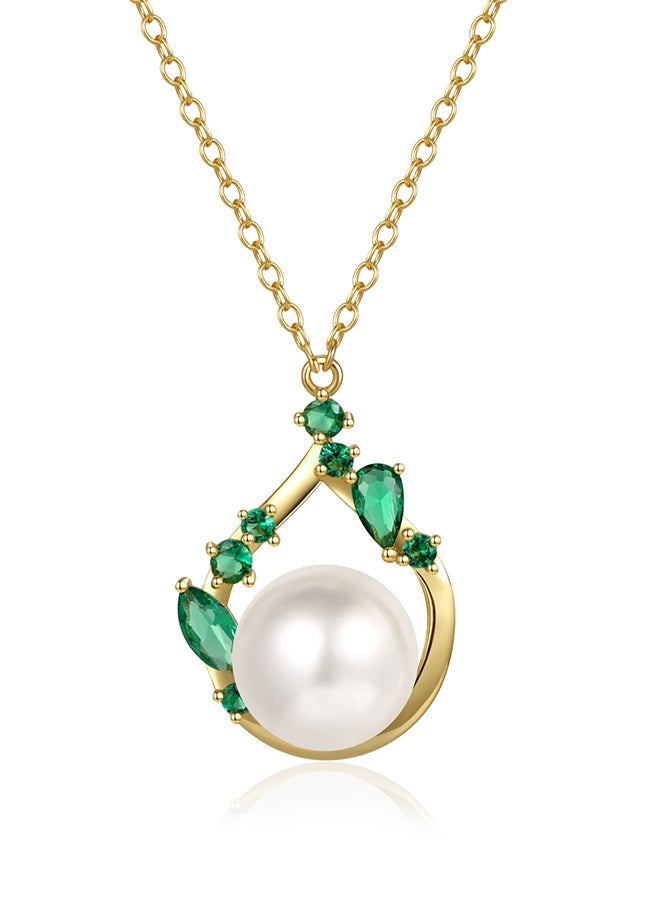 Moonmory Pearl Necklace 925 Silver Water Drop Vine Pendant Necklace Original Design Inspired By Mosque Door Frame Islamic Irregular Vine Pearl Necklace With 50CM Adjustable Chain Ramadan, Mother's Day, Valentine's Day Gifts  - Image 1