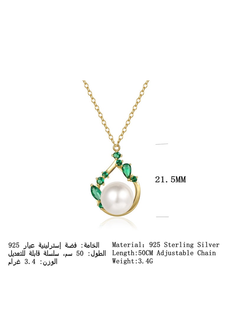 Moonmory Pearl Necklace 925 Silver Water Drop Vine Pendant Necklace Original Design Inspired By Mosque Door Frame Islamic Irregular Vine Pearl Necklace With 50CM Adjustable Chain Ramadan, Mother's Day, Valentine's Day Gifts  - Image 2