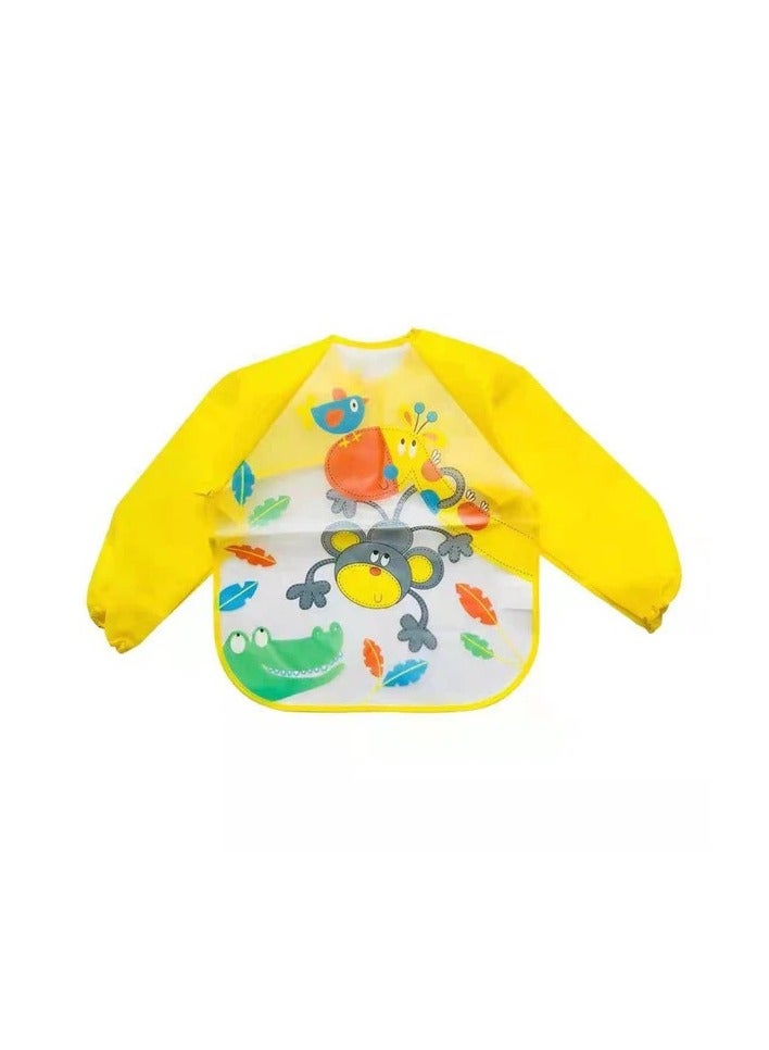 Polka Tots Polka Tots Full Sleeves Waterproof Apron Feeding Bib - Monkey  - Image 1