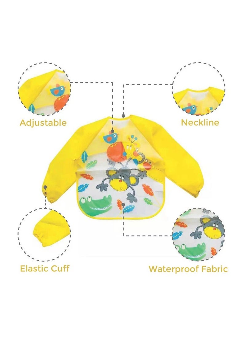 Polka Tots Polka Tots Full Sleeves Waterproof Apron Feeding Bib - Monkey  - Image 2