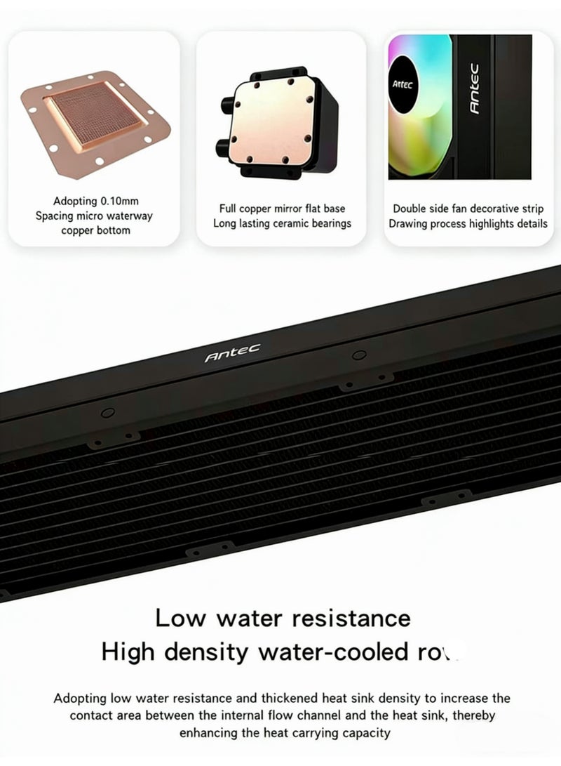 Antec AF360 ARGB 360mm AIO Liquid CPU Cooler - 3×120mm PWM Fans, ARGB Sync, Intel/AMD Compatible - Image 5