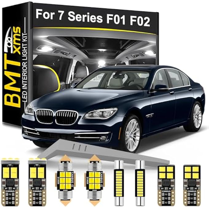 BMT xms طقم إضاءة ليد داخلية للسيارة بديل لسيارة بي إم دبليو الفئة السابعة F01 F02 2008-2015 6000 كلفن أبيض بارد لخريطة قبة باب لوحة ترخيص المصباح 21 قطعة - Image 1
