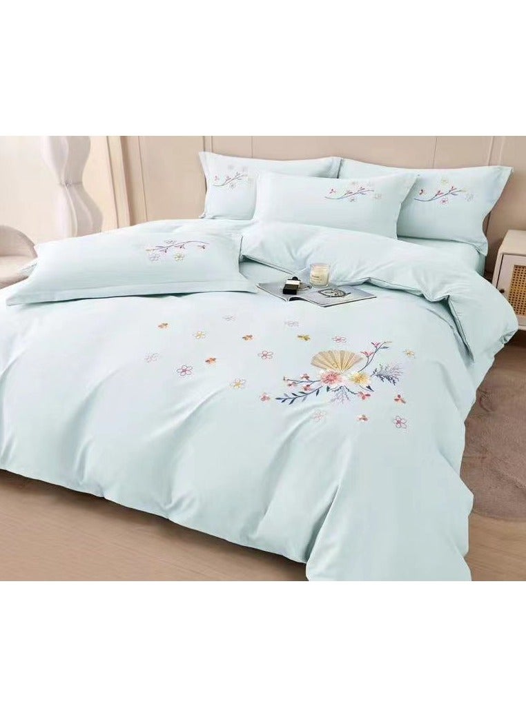 Comfy COMFY 6 PC KING SIZE SOFT COTTON PREMIUM EMBROIDERED COMFORTER SET BLUE 