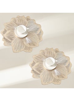Generic New Minimalist Flower-Shaped PVC Placemats – Heat-Resistant, Washable Table Mats for Home & Restaurant Decor, Ins-Style(Gold,Pack of 4 )  - Image 1