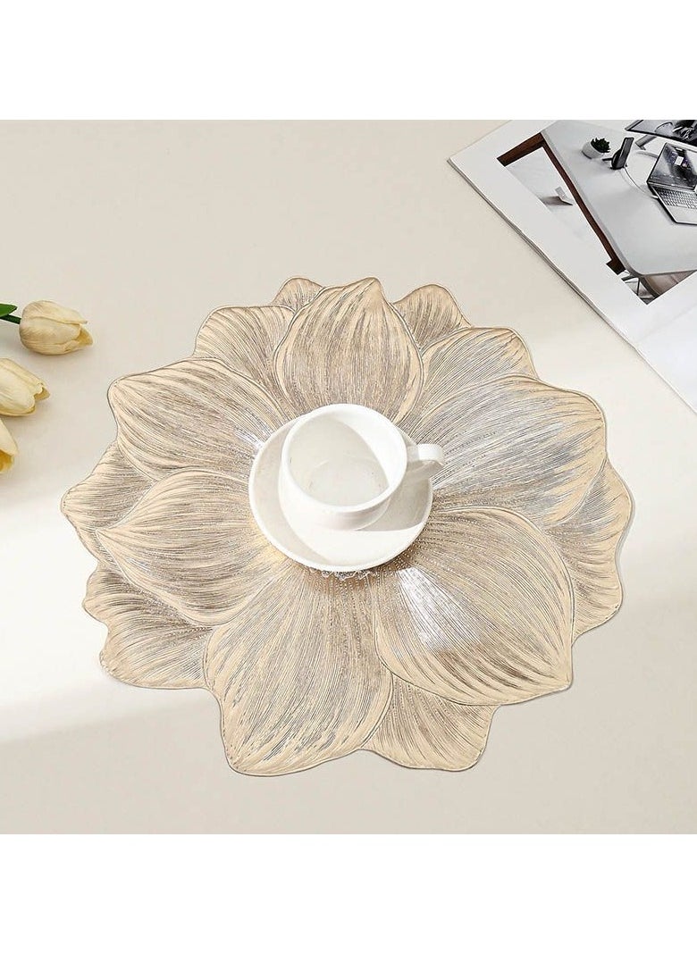 New Minimalist Flower-Shaped PVC Placemats – Heat-Resistant, Washable Table Mats for Home & Restaurant Decor, Ins-Style(Gold,Pack of 4 )  - Image 2