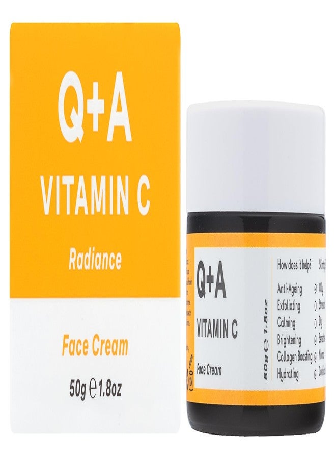 Q+A Vitamin C Radiance Cream - Hydrating, Anti-Ageing Face Cream with Collagen Boosting Vitamin C, Elasticity Enhancing Centella Asiatica & Antioxidant-Rich Tropical Fruit for Glowing Skin, 50g - Image 1