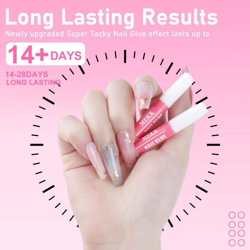 MEKK Nail Glue,Super Strong & Long-Lasting Nail Glue for Acrylic Nails,Press Ons & Nails Tips,Professional Adhesive for Nail Art Supplies,0.07OZ/PCS (12PCS) - Image 5