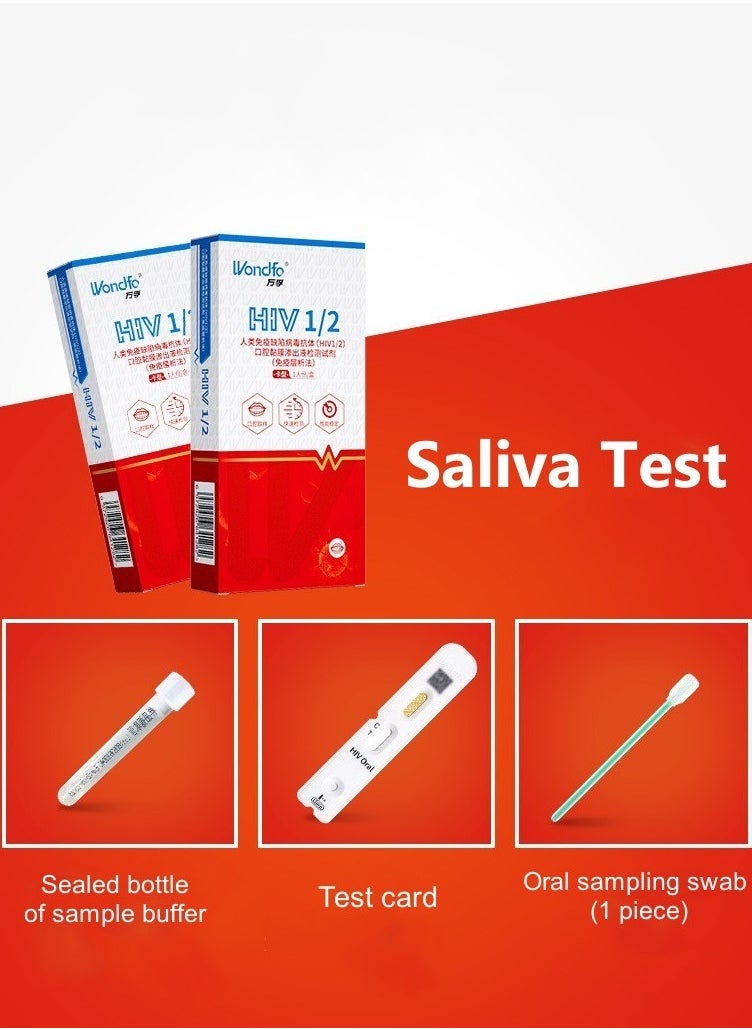 Wondfo 2-PACKS Home Test HIV 1/2 Rapid Saliva Test Kit HIV Antibody Test Strips  - Image 2