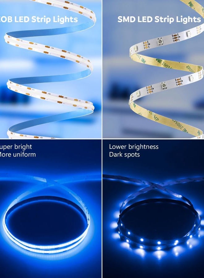 Aclorol COB LED Strip Light 1M 5V Flexible Blue LED Strip Lights for Bedroom with 1M USB Powered Cable Not Dimmable for Kitchen Cabinet Gaming Room Indoor DIY Decoration 320LEDs/M CRI85+ - Image 5