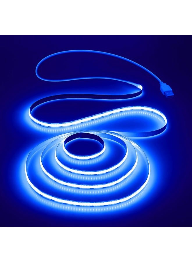 Aclorol COB LED Strip Light 1M 5V Flexible Blue LED Strip Lights for Bedroom with 1M USB Powered Cable Not Dimmable for Kitchen Cabinet Gaming Room Indoor DIY Decoration 320LEDs/M CRI85+ - Image 1