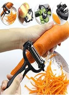 shun yi 3 in 1 Peeler Stright Peeler, Serrated Peeler, Julienne Peeler Stainless Steel Vegetable Peeler Julienne Cabbage Carrot Potato Peelers Multifunctional Veggie and Fruit Peeler (assorted color) 