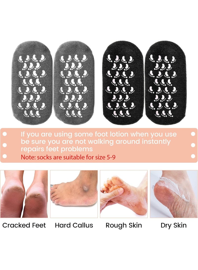 Meetion 6 Pairs Moisturizing Socks Soft Gel Spa Socks for Dry Cracked Feet Skins Gel Lined Feet Care Stocking for Repairing Softening Dry Cracked - Image 2