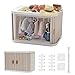 Creproly Doll Wardrobe Storage Box Foldable Doll Closet with 10 Hangers and Rod for 1517cm Doll Clothes Stackable Organizer Cabinet with DustResistant Cover and Display Shelf Pearl Grey - Image 2