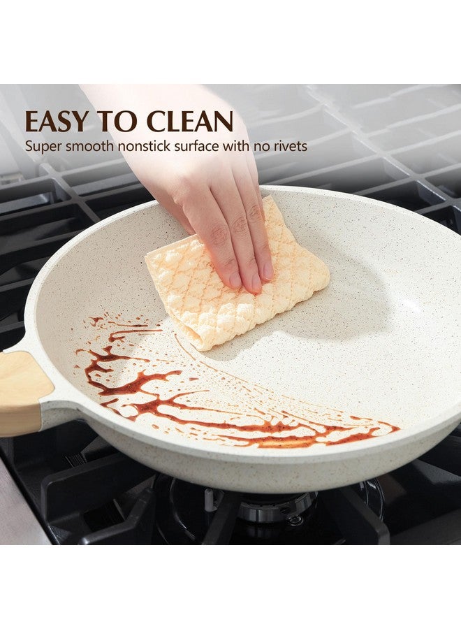 سنسارتي مقلاة سيراميك غير لاصقة من SENSARTE مع غطاء، مقلاة عجة مقاس 8/9.5/11/12.5 بوصة، خالية من PFAS/PTFE/PFOA، مقلاة طهاة صحية غير سامة، متوافقة مع الحث الحراري، مقلاة بيض بمقبض مقاوم للحرارة - Image 4