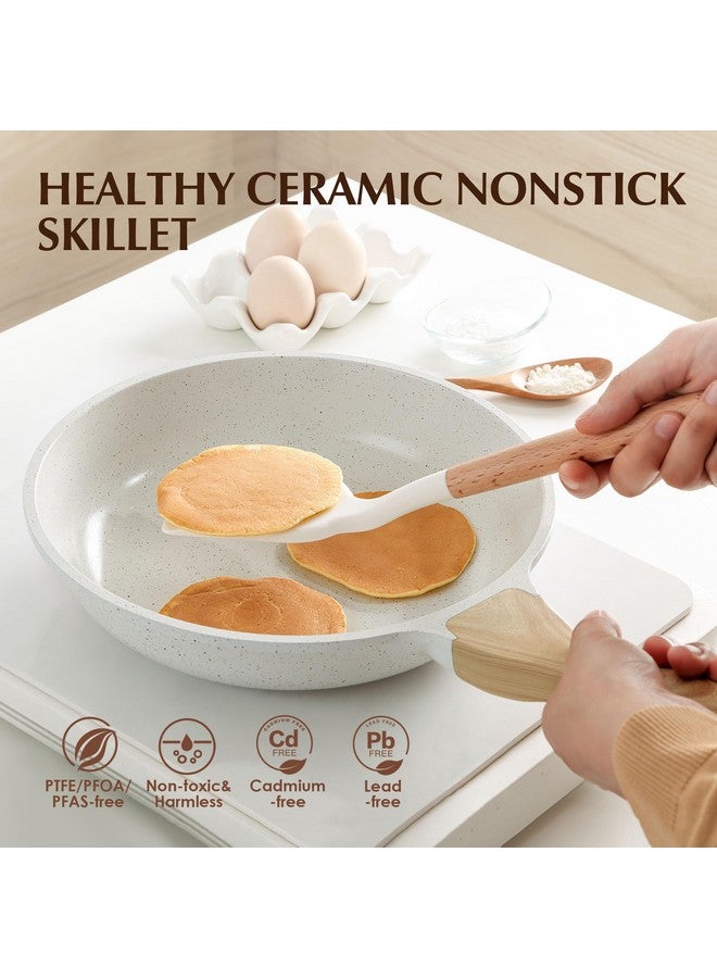 سنسارتي مقلاة سيراميك غير لاصقة من SENSARTE مع غطاء، مقلاة عجة مقاس 8/9.5/11/12.5 بوصة، خالية من PFAS/PTFE/PFOA، مقلاة طهاة صحية غير سامة، متوافقة مع الحث الحراري، مقلاة بيض بمقبض مقاوم للحرارة - Image 2