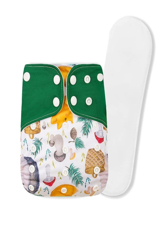 GUCHIGU Soft Fleece Lined Baby Pocket Cloth Reusable Washable Diapers All-in-One Nappy for Babies Toddlers with 1 Wet-Free Insert - BK21 (One Size Adjustable Diaper, 4 Sizes in 1, 5-17 kg, BD2050C) - Image 1