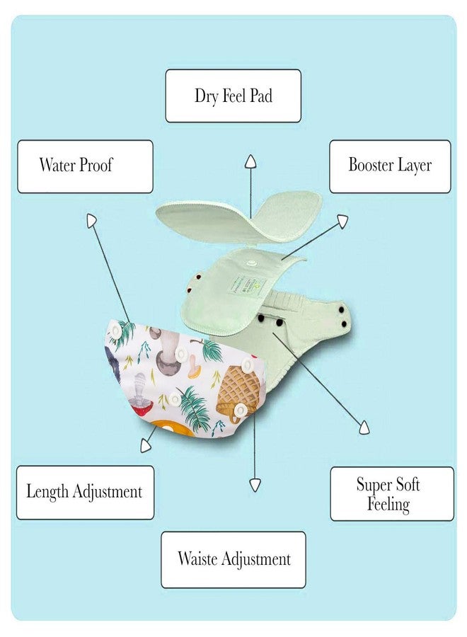 GUCHIGU Soft Fleece Lined Baby Pocket Cloth Reusable Washable Diapers All-in-One Nappy for Babies Toddlers with 1 Wet-Free Insert - BK21 (One Size Adjustable Diaper, 4 Sizes in 1, 5-17 kg, BD2050C) - Image 3