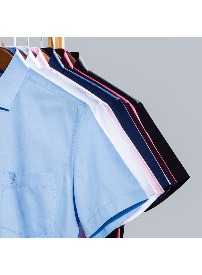 Tries Men's Breathable Cotton Short Sleeve Business White Shirt For Spring And Summer Professional Top In Multiple Colors Formal Solid Color - Image 2