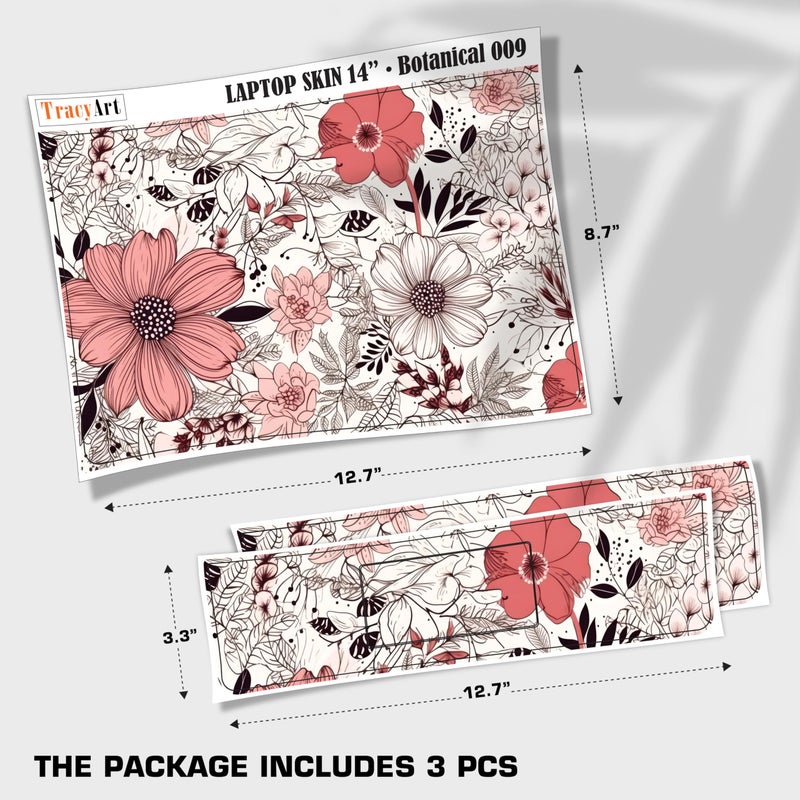 TracyArt Laptop Skin Decal HP 14" - Botanical, Laptop Cover Sticker, No Cutting Required, No Bubble, Waterproof, Scratch Resistant - Including Wide Screen and Wrist Pad - Image 2