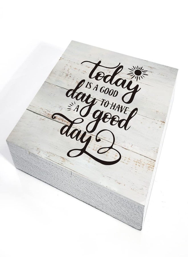 MAVOTEN Rustic Motivational Good Day Wood Box Sign Today Quote Wooden Box Sign Farmhouse Home Office Desk Shelf Decor (5 X 5 Inch) - Image 3