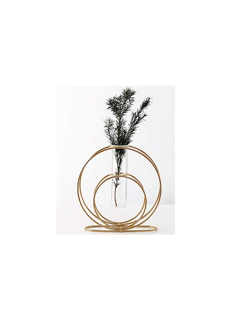 KASTWAVE KASTWAVE Glass Flower Vase with Metal Frame Stand Modern Creative Geometry Desktop Glass Planter Indoor Décor Hydroponics Plants for Home Desktop Office Garden Wedding Decor - Image 3