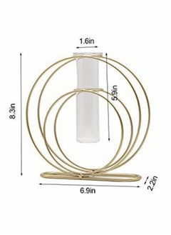 KASTWAVE KASTWAVE Glass Flower Vase with Metal Frame Stand Modern Creative Geometry Desktop Glass Planter Indoor Décor Hydroponics Plants for Home Desktop Office Garden Wedding Decor  - Image 5