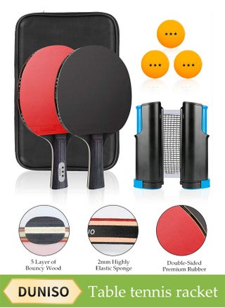 2 Long-Handled Table Tennis Rackets With Three Three-Star Ping Pong Balls, High-Performance Set With Net, Table Tennis Racket Set, Ideal For Skill Development, With Retractable Net, Suitable For Indoor Table Tennis And Outdoor Sports - pzsku/ZC90B2B3EAAB23B4D0D96Z/45/1745630640/f3fc8d9e-1973-44b0-b0d5-1e4813bf89cc