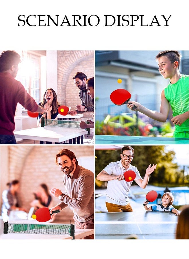 2 Long-Handled Table Tennis Rackets With Three Three-Star Ping Pong Balls, High-Performance Set With Net, Table Tennis Racket Set, Ideal For Skill Development, With Retractable Net, Suitable For Indoor Table Tennis And Outdoor Sports