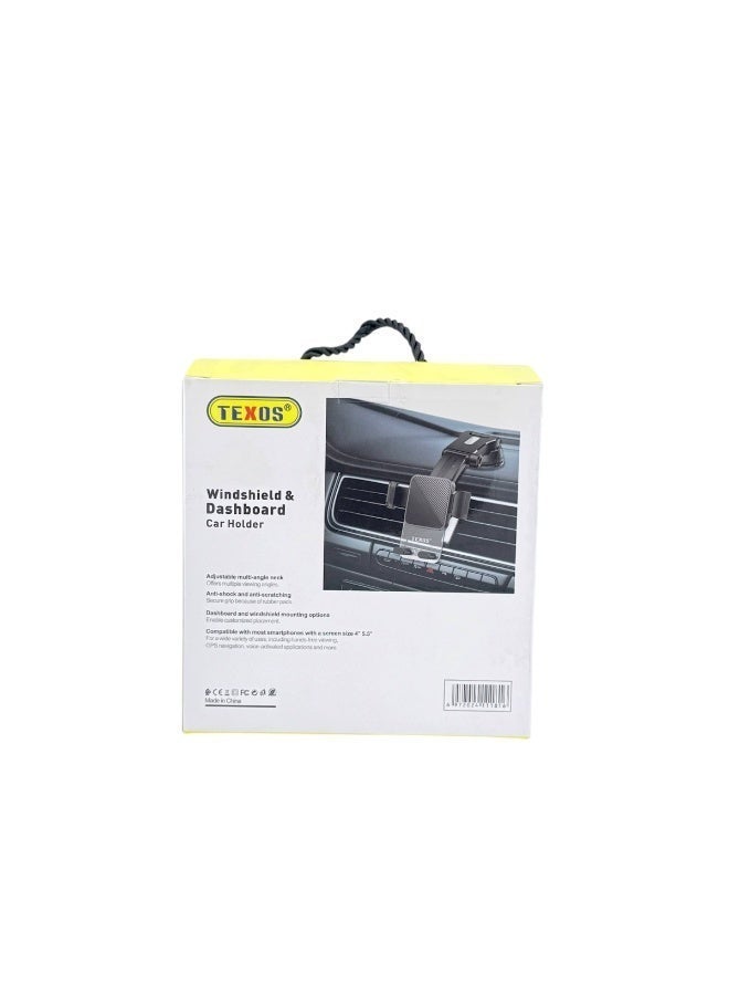 تيكسو Texos TX-MH21 Shockproof Car Mount - Adjustable Dashboard and Windshield Phone Holder - Image 2