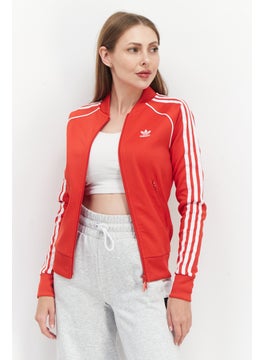 adidas Originals Women Sportswear Fit Long Sleeve Sweatshirt, Red/White  - Image 1