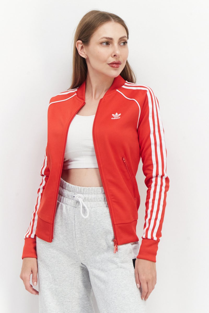 adidas Originals Women Sportswear Fit Long Sleeve Sweatshirt, Red/White - Image 1