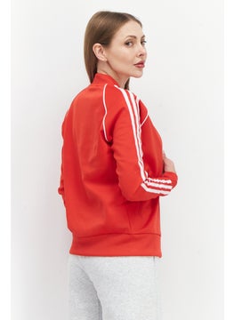adidas Originals Women Sportswear Fit Long Sleeve Sweatshirt, Red/White  - Image 2