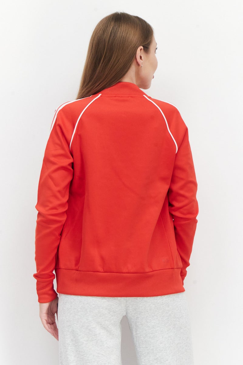 adidas Originals Women Sportswear Fit Long Sleeve Sweatshirt, Red/White - Image 3