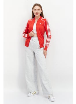 adidas Originals Women Sportswear Fit Long Sleeve Sweatshirt, Red/White  - Image 4