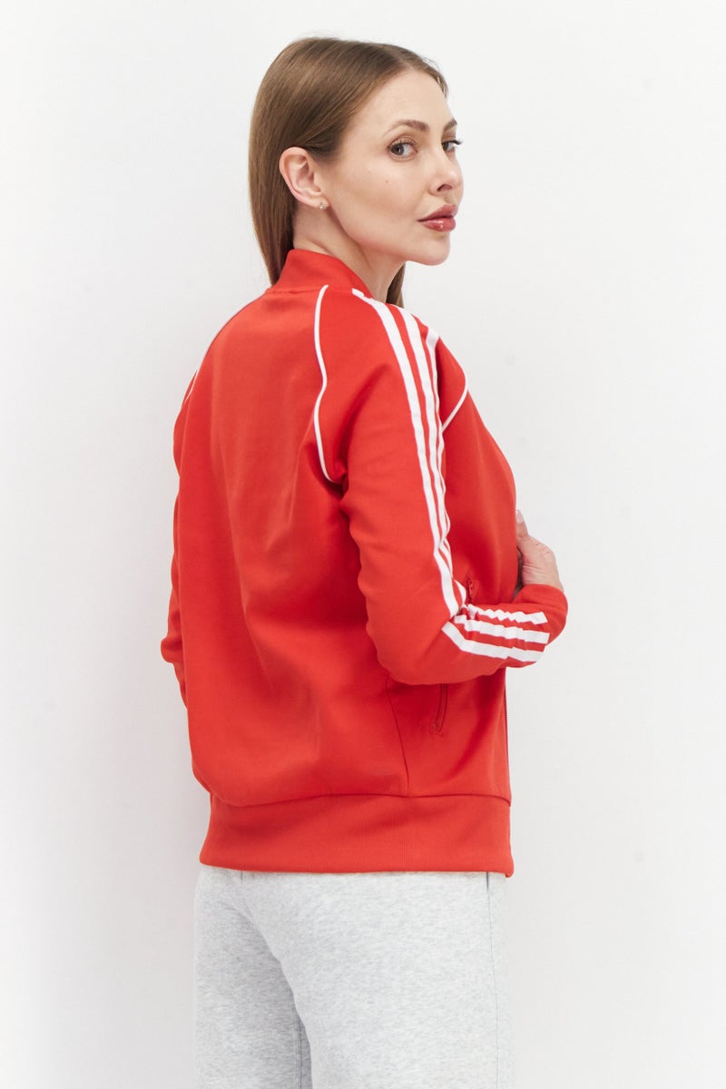 adidas Originals Women Sportswear Fit Long Sleeve Sweatshirt, Red/White - Image 2