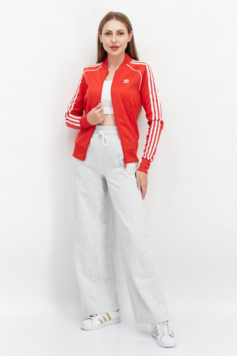 adidas Originals Women Sportswear Fit Long Sleeve Sweatshirt, Red/White - Image 4