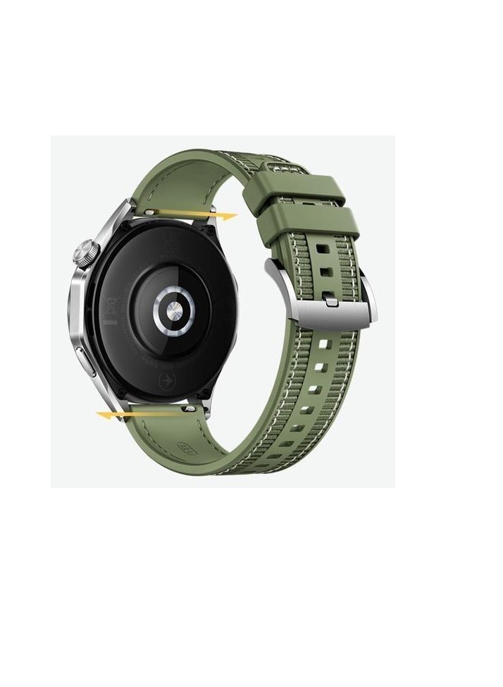 22mm Smart Watch Band Compatible with Huawei Watch GT 3 Pro 46mm/GT4 46mm/Huawei Watch 3 46mm Band/Samsung Galaxy Watch 3 45mm Strap/Galaxy Watch 46mm Hybrid Silicone Nylon Strap green - Image 1