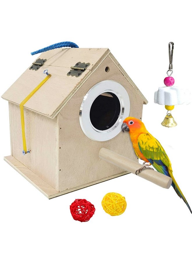 هامليدي صندوق تعشيش طيور هاميليدي، صندوق تربية الببغاوات، بيت تعشيش خشبي للببغاوات، قفص تزاوج للكوكاتيل، صندوق قفص للببغاوات، بادجي، كونور، طيور الحب - Image 1