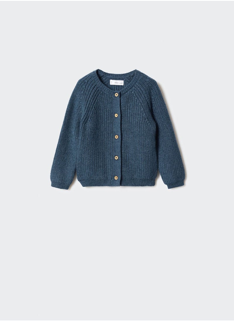 MANGO - Kids Essential Crew Neck Cardigan - Image 1
