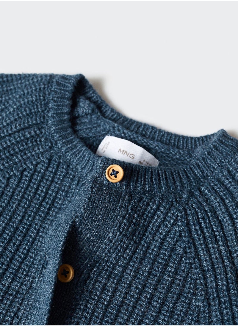 MANGO - Kids Essential Crew Neck Cardigan - Image 1