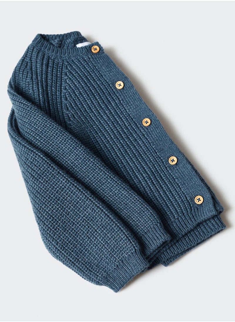 MANGO - Kids Essential Crew Neck Cardigan - Image 1