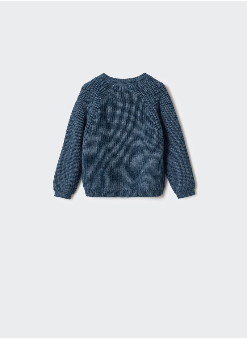 MANGO - Kids Essential Crew Neck Cardigan - Image 1