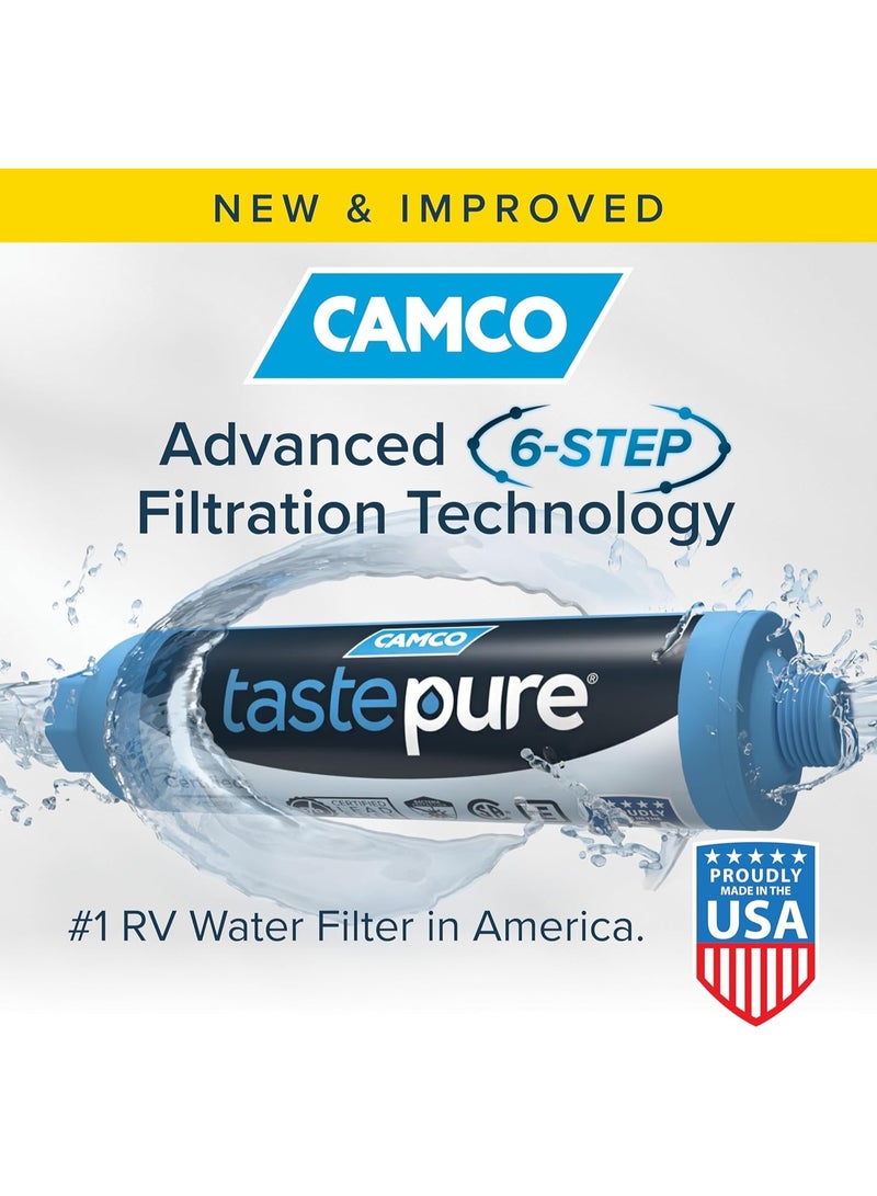 Camco Tastepure RV Water Filter - Advanced RV Inline Water Filter with Flexible Hose Protector - GAC & KDF Filtration - Made in USA - Camping Essentials for Fresh Drinking Water (40043) - Image 5
