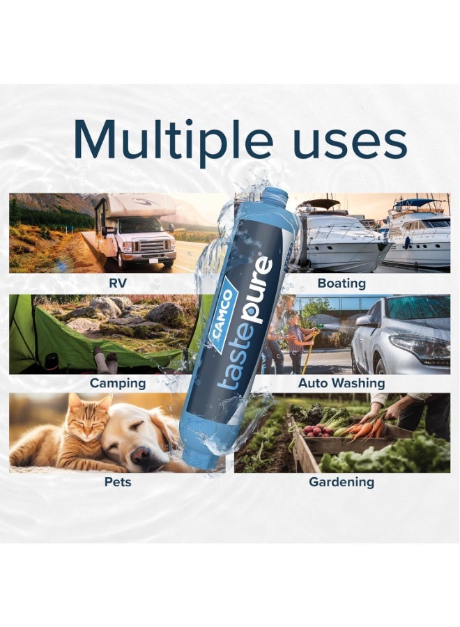 Camco Tastepure RV Water Filter - Advanced RV Inline Water Filter with Flexible Hose Protector - GAC & KDF Filtration - Made in USA - Camping Essentials for Fresh Drinking Water (40043) - Image 3