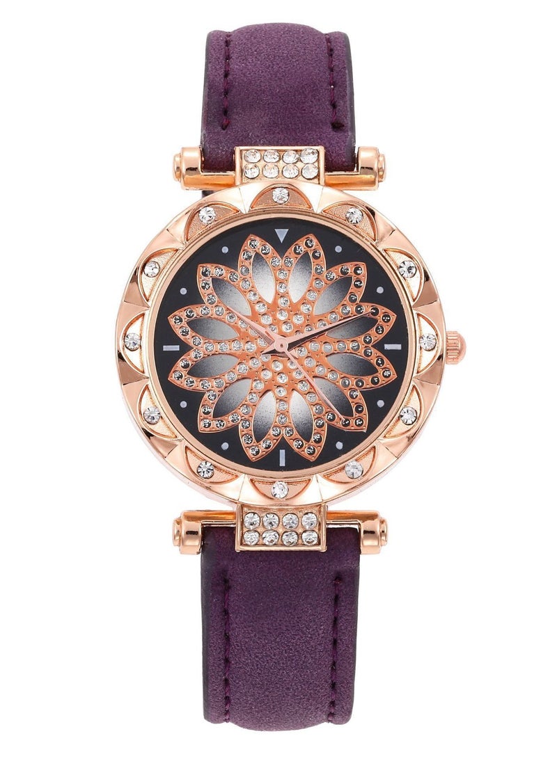[2023 New Design]Ladies Watch Fashionable Women Quartz Diamond Wristwatch Classic Simple Watches Business Decoration Bangle Bracelet Necklace Ring Earring Girl Gift Set  - Image 2