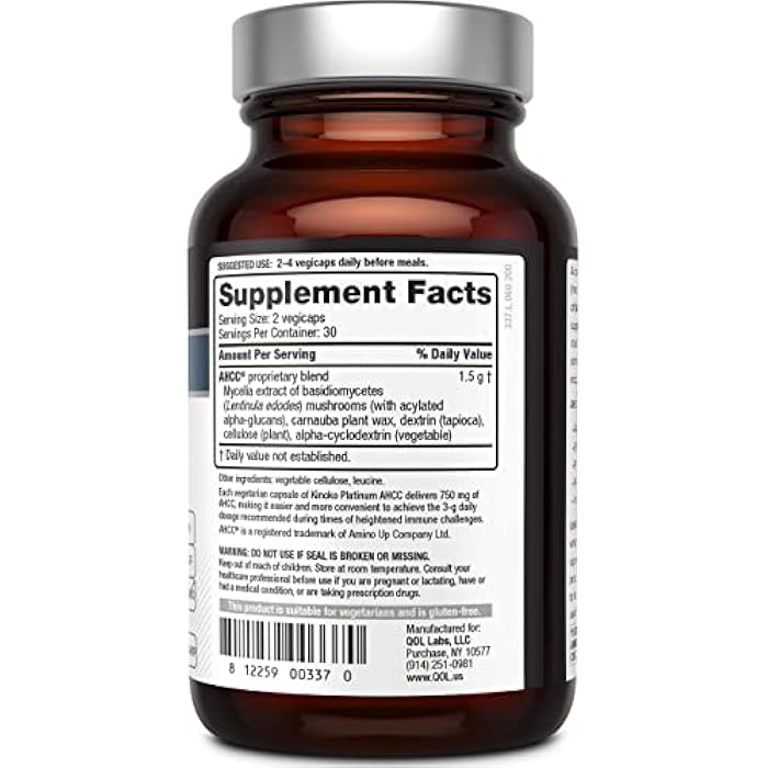 Quality of Life All Natural Immune Support and Detox Bundle - Kinoko Platinum AHCC Mushroom Extract - Deodorex Detox Support Supplement - Image 3