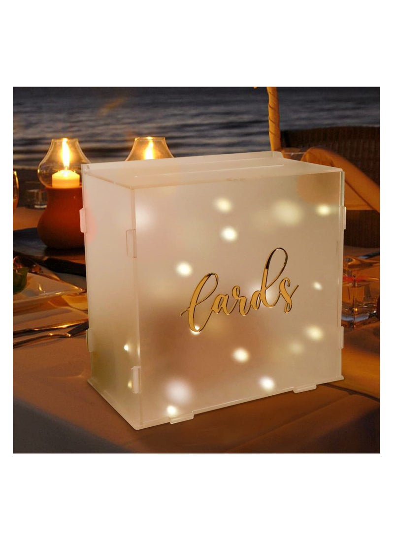 SYOSI Frosted Acrylic Wedding Card Box, With String Light, Large Gift Card Box for Wedding Reception, DIY Wedding Envelope Money Memory Box for Party Graduation Birthday Baby Shower Decorations - Image 3