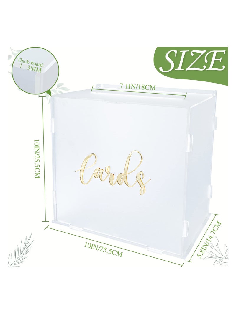 SYOSI Frosted Acrylic Wedding Card Box, With String Light, Large Gift Card Box for Wedding Reception, DIY Wedding Envelope Money Memory Box for Party Graduation Birthday Baby Shower Decorations - Image 4